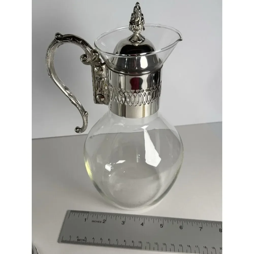 VTG Raimond Silver Plated Coffee/tea Glass Carafe On Footed Stand w/ Orig Candle